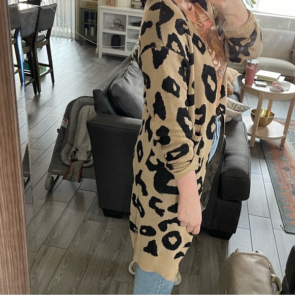 Leopard print| Long Line, open front knit cardigan, size S/M•••Cotton blend 🫶🏻 - Picture 11 of 11